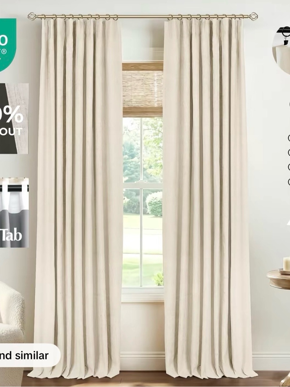 Cream Back Tab Blackout Curtains-2pcs
- Home Accents